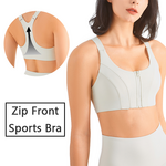 Zip Front Sports Bra Shock Absorption Gather For Women Plus Size Workout Fitness Running